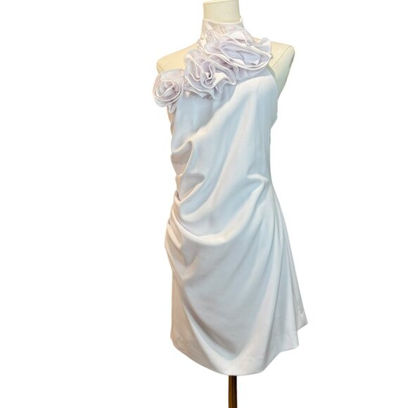 Gianni Bini Wren Crepe High Halter Neck Rosette Mini Dress.  SZ:8 - Picture 1 of 5